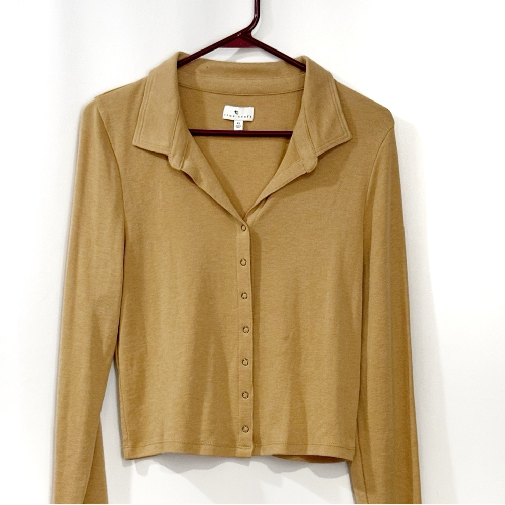 True Craft Long Sleeve Cropped Shirt - Junior XL Womens Snap Front Top